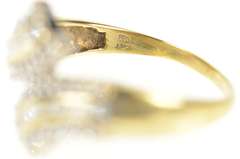 10K Yellow Gold Wavy Baguette Round Diamond Bypass Band Ring