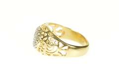 10K Yellow Gold Scroll Filigree Graduated Diamond Statement Ring