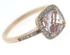 Romantic Cushion Rose Quartz & Diamond Halo Ring