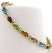 Gorgeous Yellow Gold Multi Gemstone Bracelet