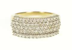 14K Yellow Gold Tiered Diamond Encrusted Pave Statement Band Ring