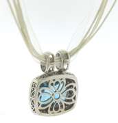 Fantastic Blue Topaz and Pave Diamond Pendant