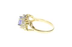 14K Yellow Gold Oval Tanzanite Diamond Halo Engagement Ring