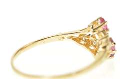 14K Yellow Gold Marquise Ruby Diamond Two Stone Bypass Ring