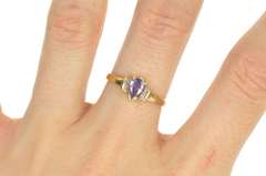 10K Yellow Gold Pear Tanzanite Diamond Accent Engagement Ring