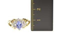 14K Yellow Gold Oval Tanzanite Diamond Halo Engagement Ring