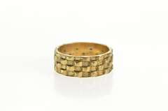 Gold Filled Victorian Basket Weave Patterned Wedding Band Ring