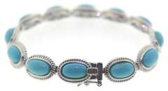 Sterling Silver Oval Turquoise Link Bracelet
