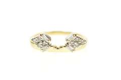 14K Yellow Gold 0.22 Ctw Diamond Cluster Enhancer Wedding Ring