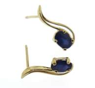 Pretty 14kt YG Oval Cut Sapphire Freeform Earrings