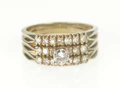 14K White Gold 0.85 Ctw Diamond Engagement Bridal Set Ring