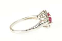 14K White Gold Oval Natural Ruby Diamond Halo Engagement Ring