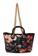 DOLCE & GABBANA  Black Floral Amore Patch Tote Borse CAPRI Leather Bag