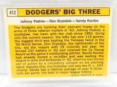 1963 Dodgers Big Three, Topps #412 Baseball Card