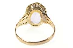 14K Yellow Gold Victorian Amethyst Oval Ornate Cocktail Ring