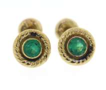 Pretty 18kt Emerald Rope Bezel Earrings