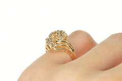 14K Yellow Gold Curved Diamond Cluster Freeform Statement Ring
