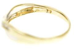10K Yellow Gold Wavy Channel Criss Cross Diamond Band Ring