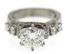 Brilliant 2ct Moissanite Center w Diamond & Sapp Ring