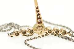 14K Yellow Gold 1.21 Ctw Victorian Diamond Drop Pearl Necklace