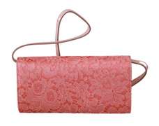 DOLCE & GABBANA  Pink Floral Lace Evening Long Clutch Cotton Bag