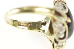 14K Yellow Gold 1930's Pear Black Onyx Diamond Scroll Ornate Ring