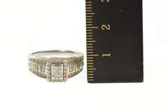 10K White Gold Princess Diamond Halo Cluster Engagement Ring