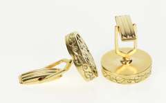 14K Yellow Gold Ornate Round Floral Grape Bunch Design Cuff Links