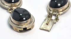 Sterling Silver Bracelet with  Black Stones