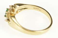 14K Yellow Gold Oval Emerald Diamond Halo Engagement Ring