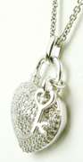 Sterling 3/4 CTTW Pave Diamond Heart Pendant & Chain
