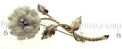 Wonderful 14kt YG Fresh Water Pearl & Diamond Accent Flower Brooch