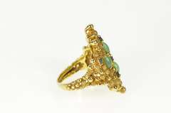 18K Yellow Gold Emerald Sapphire Retro Dot Statement Ring