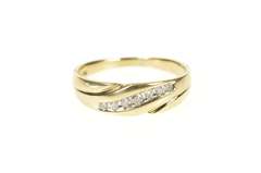 10K Yellow Gold Wavy Diamond Channel Men's Wedding Band Ring