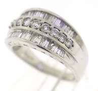 Sleek White Gold Triple Row Baguette &RBC Band