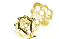 14K Yellow Gold Retro Scalloped Petal Statement Clip Back Earrings