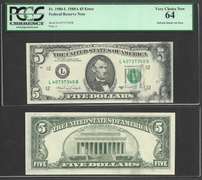 $5 1988-A FRN ERROR MAJOR SOLVENT SMEAR WATERY INK SMEAR PCGS VY CH NEW 64