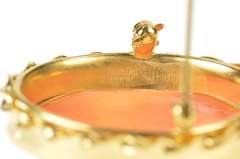 Gold Filled Retro Carved Shell Cameo Lady Ornate Pendant/Pin