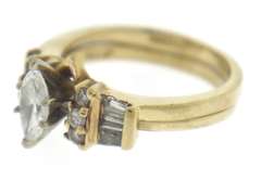 Vintage 14kt Yellow Gold Marquise Diamond Wedding Set