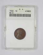 G4 1922 Lincoln Wheat Cent - No D - Graded ANACS