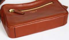 Coach Brown Leather Gold Tone Chain Purse