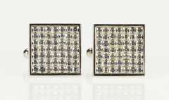 Sterling Silver Ermenegildo Zegna Square Cubic Zirconia Cuff Links