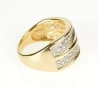 14K Yellow Gold Pave Zig Zag Cubic Zirconia Statement Band Ring