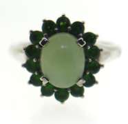 Sterling Siver Jade with Tsavorite Ring