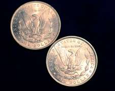 Lot of 2 UNC Morgan Dollars 1886,1885-O