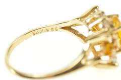 14K Yellow Gold 1.50 Ctw Citrine Diamond Halo Engagement Ring