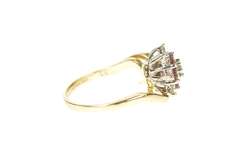 14K Yellow Gold 0.64 Ctw Diamond Ruby Halo Bypass Engagement Ring