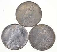 Lot (3) 1922-D Peace Silver Dollars