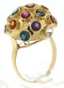 Amazing 18kt Multi Color Gemstone Doame Ring