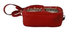 DOLCE & GABBANA  Red Crown Men Patch Crossbody Borse GLAM Leather Bag